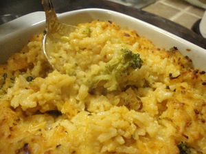 Cheesy Broccoli Cauliflower Rice Casserole