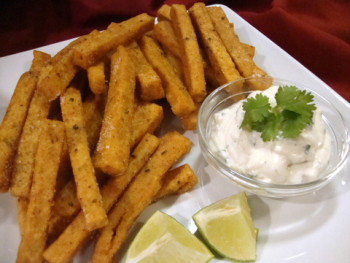 Southwestern Polenta Crispy Fries with Cilantro Lime Aioli